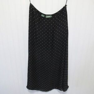 Lauren Full Midi Skirt, Dark Navy with Polka Dots, Size 8